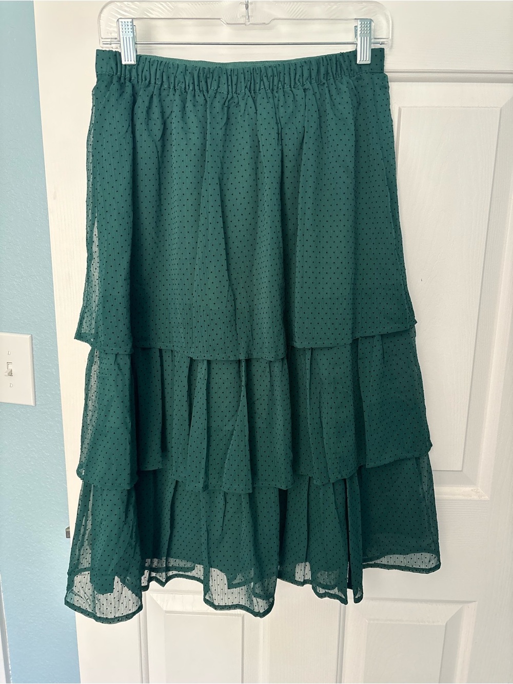 NWT J. Crew Factory Green Tiered Midi Skirt - Picture 3 of 5